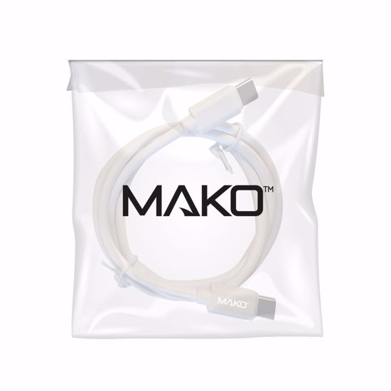 Picture of Mako Mako USB-C to USB-C 60W USB 2.0 1M Cable in White in Bulk
